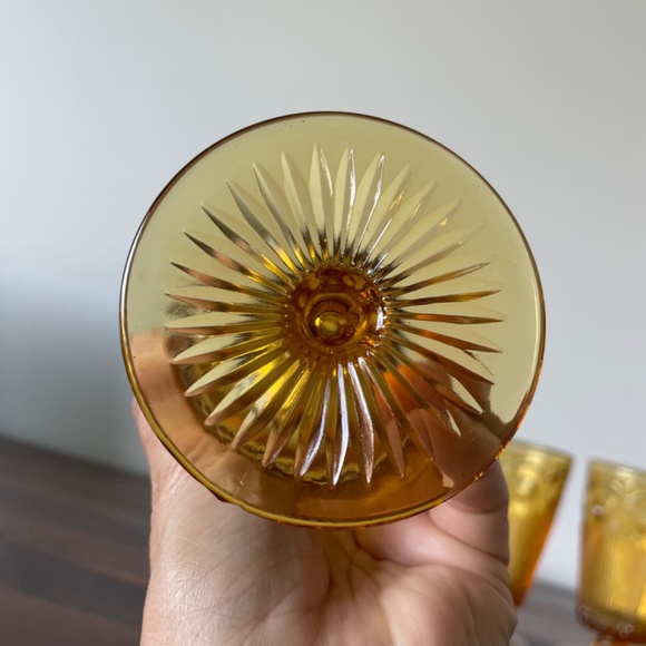 SOLD -3 Vintage Light Amber Imperial Glass Footed Iced Tea Water Glasses Goblets - Picture 4 of 11